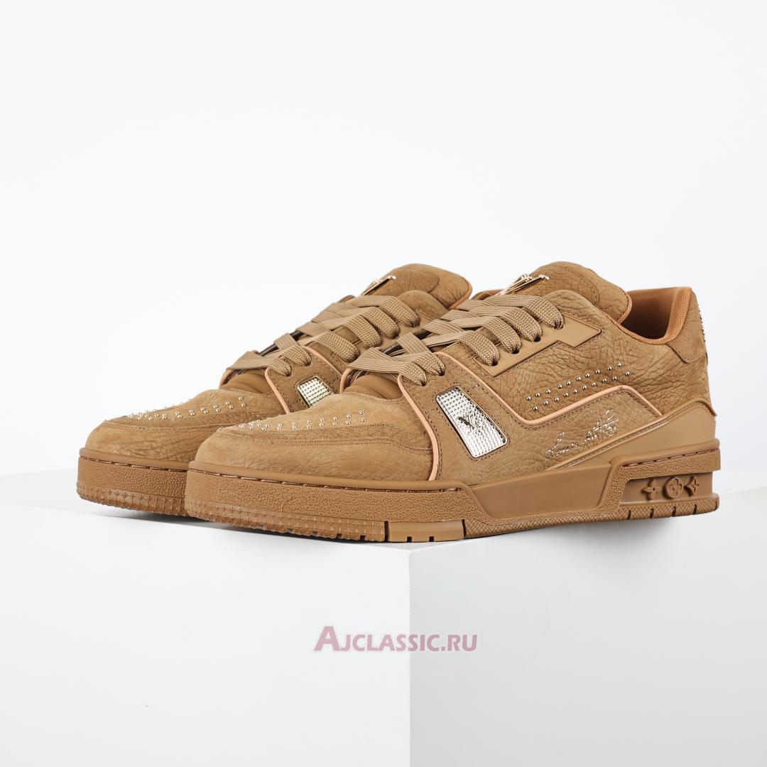 New Louis Vuitton LV Trainer Sneaker "Cognac Brown Gold" 1ADHB1 Shoes
