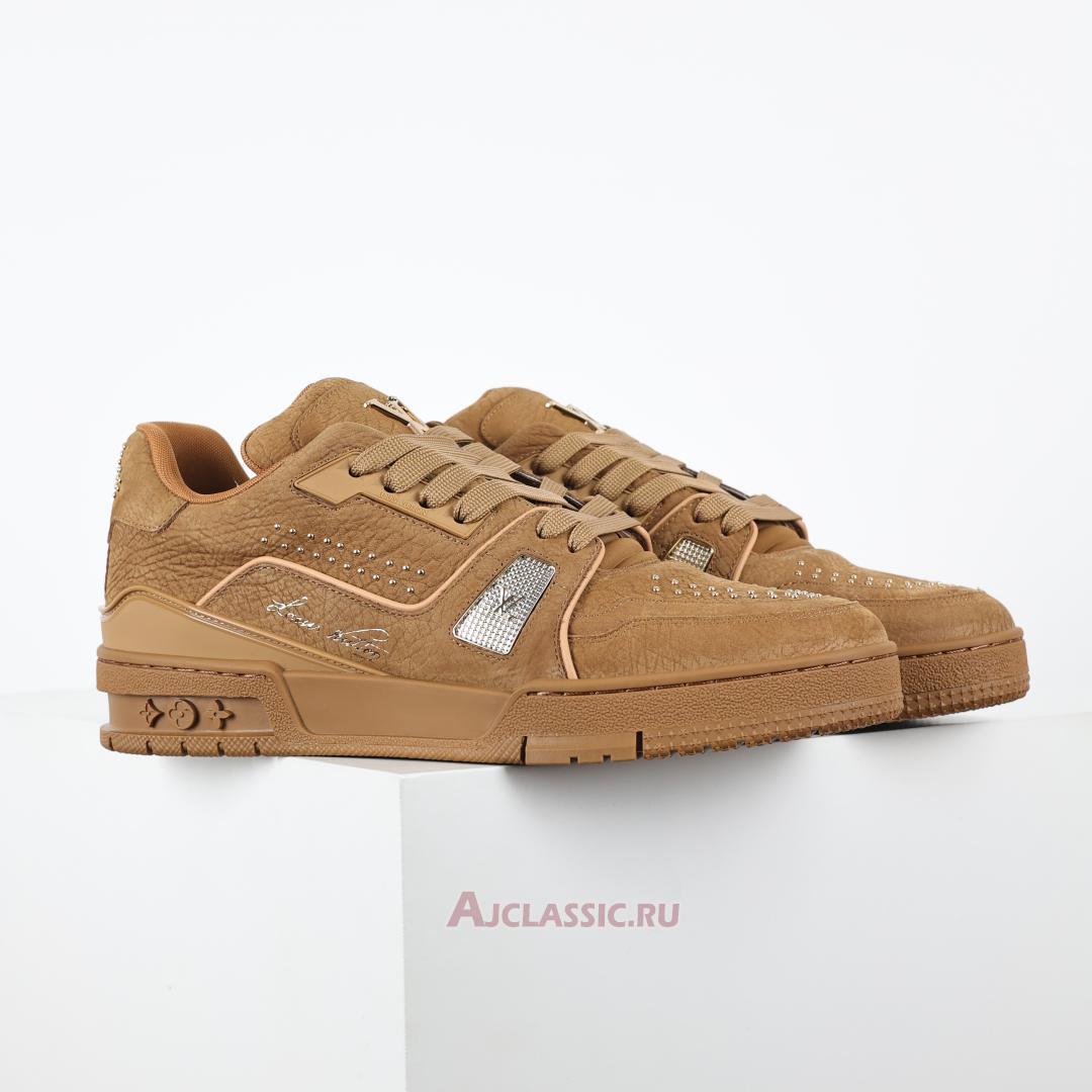 New Louis Vuitton LV Trainer Sneaker "Cognac Brown Gold" 1ADHB1 Shoes
