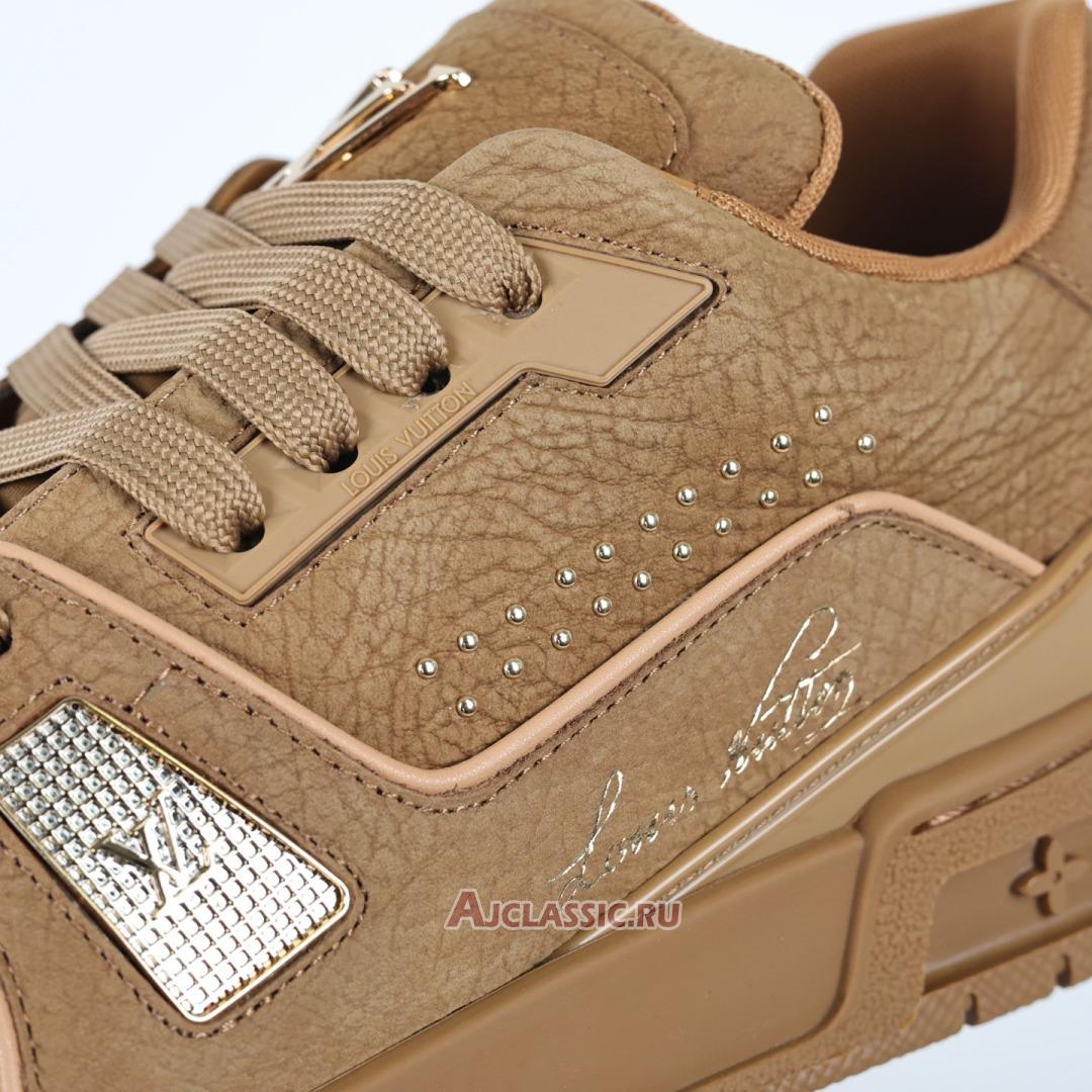 New Louis Vuitton LV Trainer Sneaker "Cognac Brown Gold" 1ADHB1 Shoes