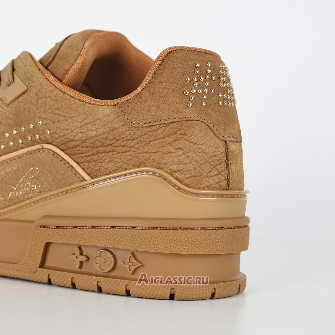 New Louis Vuitton LV Trainer Sneaker "Cognac Brown Gold" 1ADHB1 Shoes