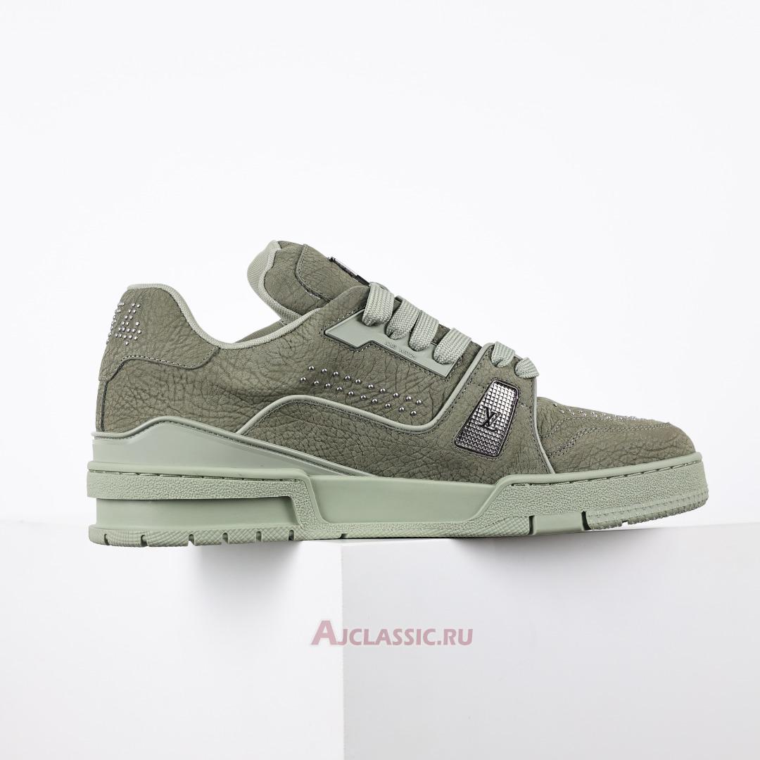 New Louis Vuitton LV Trainer Sneaker "Green Silver" 1ADH9X Shoes