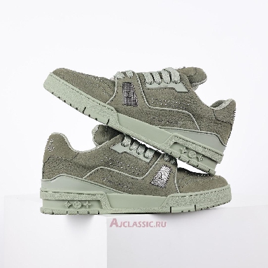 Buy Louis Vuitton LV Trainer Sneaker Green Silver Green 1ADH9X Quality Reps Replicas Shoes