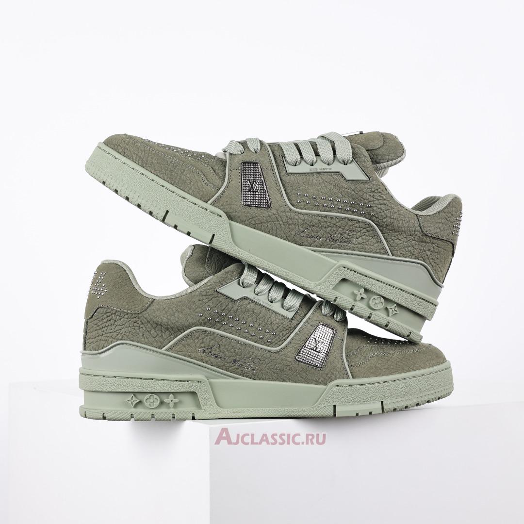 New Louis Vuitton LV Trainer Sneaker "Green Silver" 1ADH9X Shoes