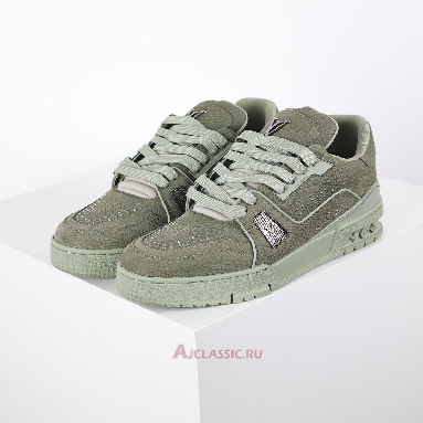 Buy Louis Vuitton LV Trainer Sneaker Green Silver Green 1ADH9X Quality Reps Replicas Shoes