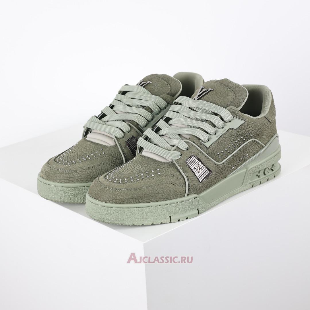 New Louis Vuitton LV Trainer Sneaker "Green Silver" 1ADH9X Shoes