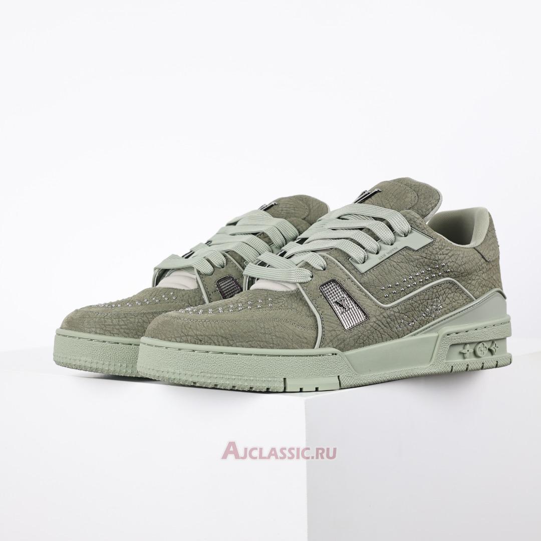 New Louis Vuitton LV Trainer Sneaker "Green Silver" 1ADH9X Shoes