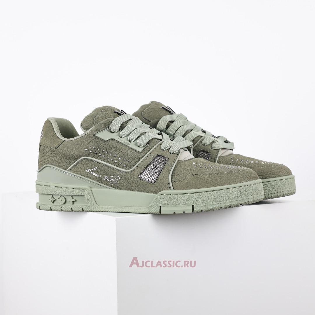 New Louis Vuitton LV Trainer Sneaker "Green Silver" 1ADH9X Shoes
