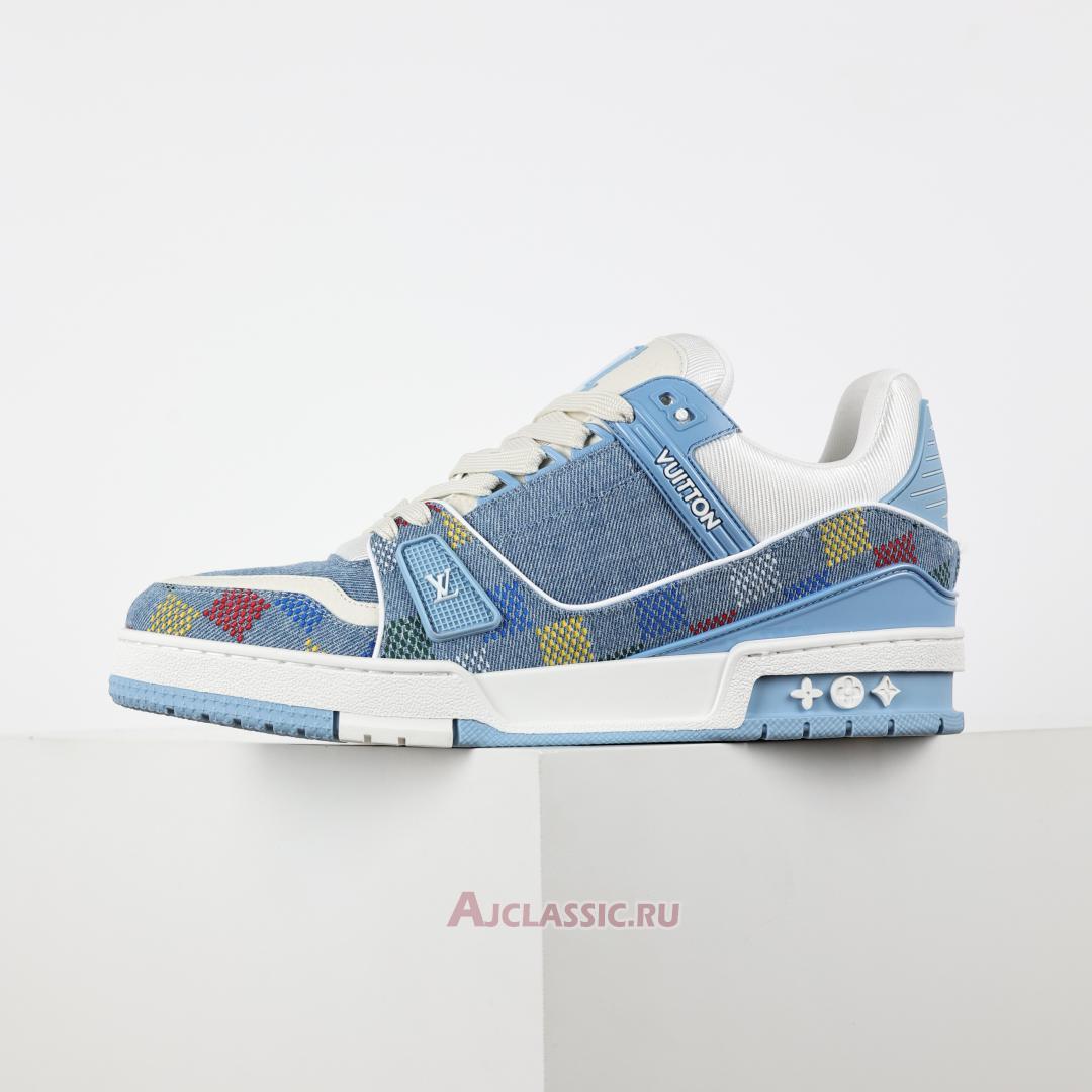 New Louis Vuitton LV Trainer Sneaker "Blue Damier-Printed Denim" 1AHCYB Shoes