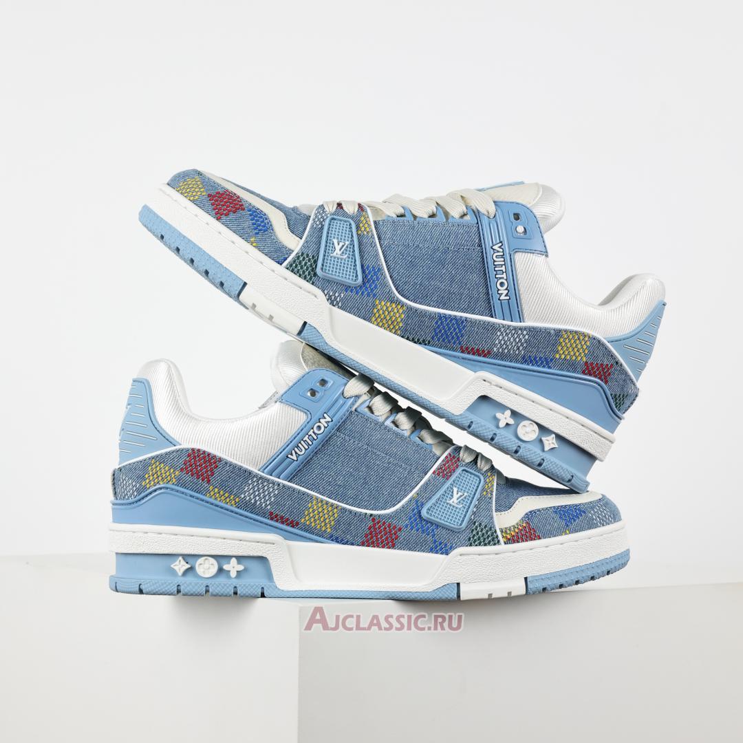 New Louis Vuitton LV Trainer Sneaker "Blue Damier-Printed Denim" 1AHCYB Shoes