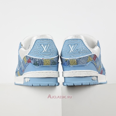Buy Louis Vuitton LV Trainer Sneaker Blue Damier-Printed Denim Blue 1AHCYB Quality Reps Replicas Shoes