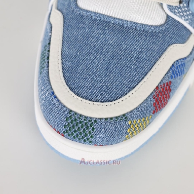 Buy Louis Vuitton LV Trainer Sneaker Blue Damier-Printed Denim Blue 1AHCYB Quality Reps Replicas Shoes