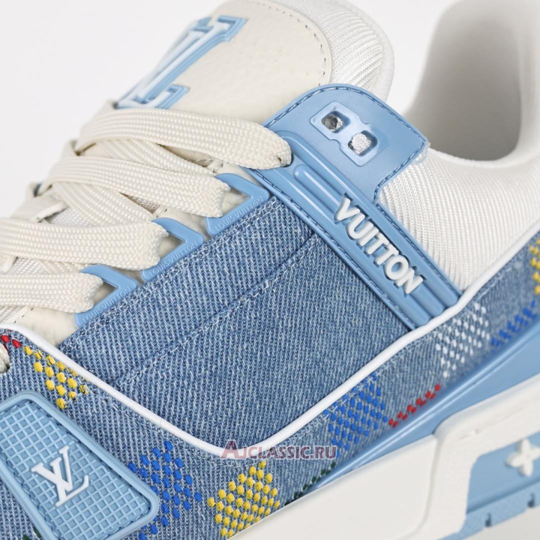 New Louis Vuitton LV Trainer Sneaker "Blue Damier-Printed Denim" 1AHCYB Shoes