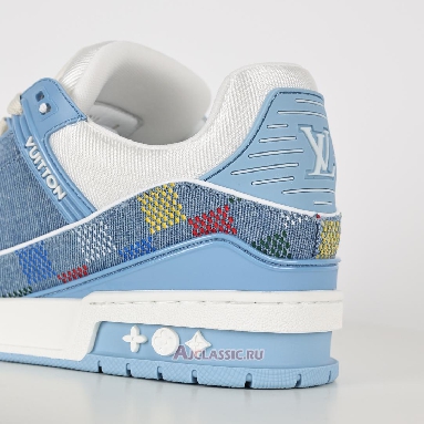 Buy Louis Vuitton LV Trainer Sneaker Blue Damier-Printed Denim Blue 1AHCYB Quality Reps Replicas Shoes