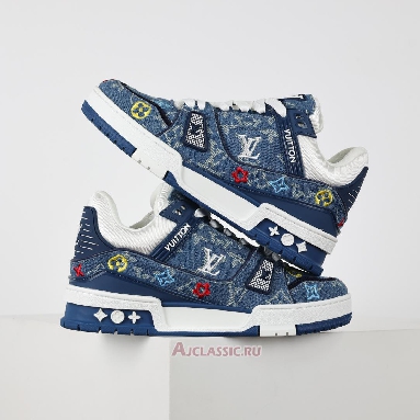 Buy Louis Vuitton LV Trainer Sneaker Blue Multicolor Monogram Denim Blue 1ADHHY-2 Quality Reps Replicas Shoes