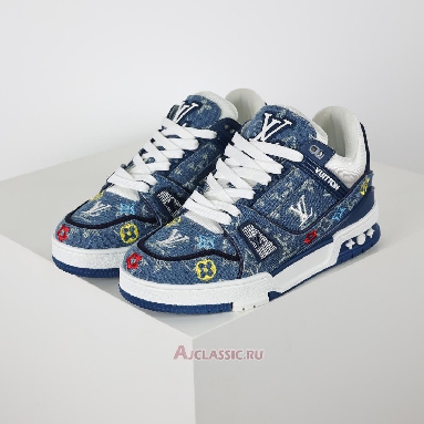 Buy Louis Vuitton LV Trainer Sneaker Blue Multicolor Monogram Denim Blue 1ADHHY-2 Quality Reps Replicas Shoes