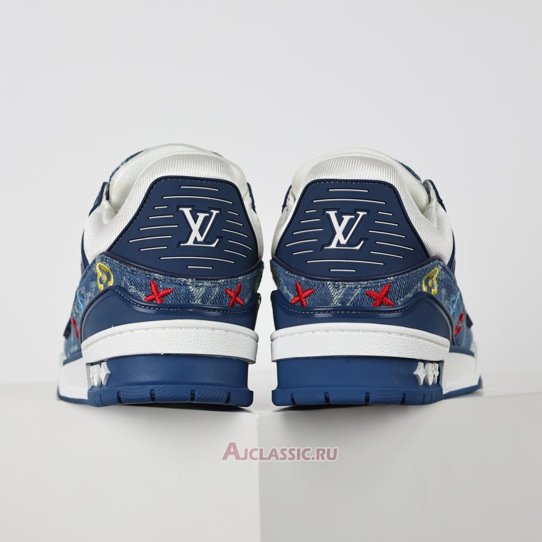 New Louis Vuitton LV Trainer Sneaker "Blue Multicolor Monogram Denim" 1ADHHY-2 Shoes