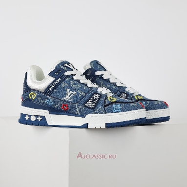 Buy Louis Vuitton LV Trainer Sneaker Blue Multicolor Monogram Denim Blue 1ADHHY-2 Quality Reps Replicas Shoes