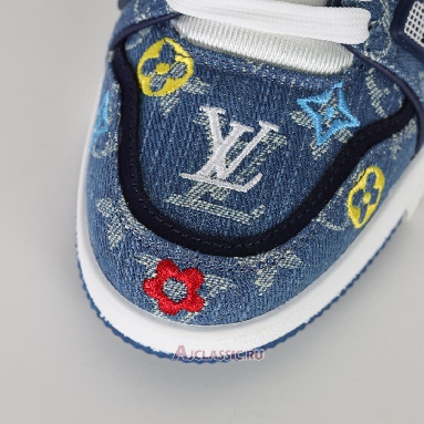 Buy Louis Vuitton LV Trainer Sneaker Blue Multicolor Monogram Denim Blue 1ADHHY-2 Quality Reps Replicas Shoes