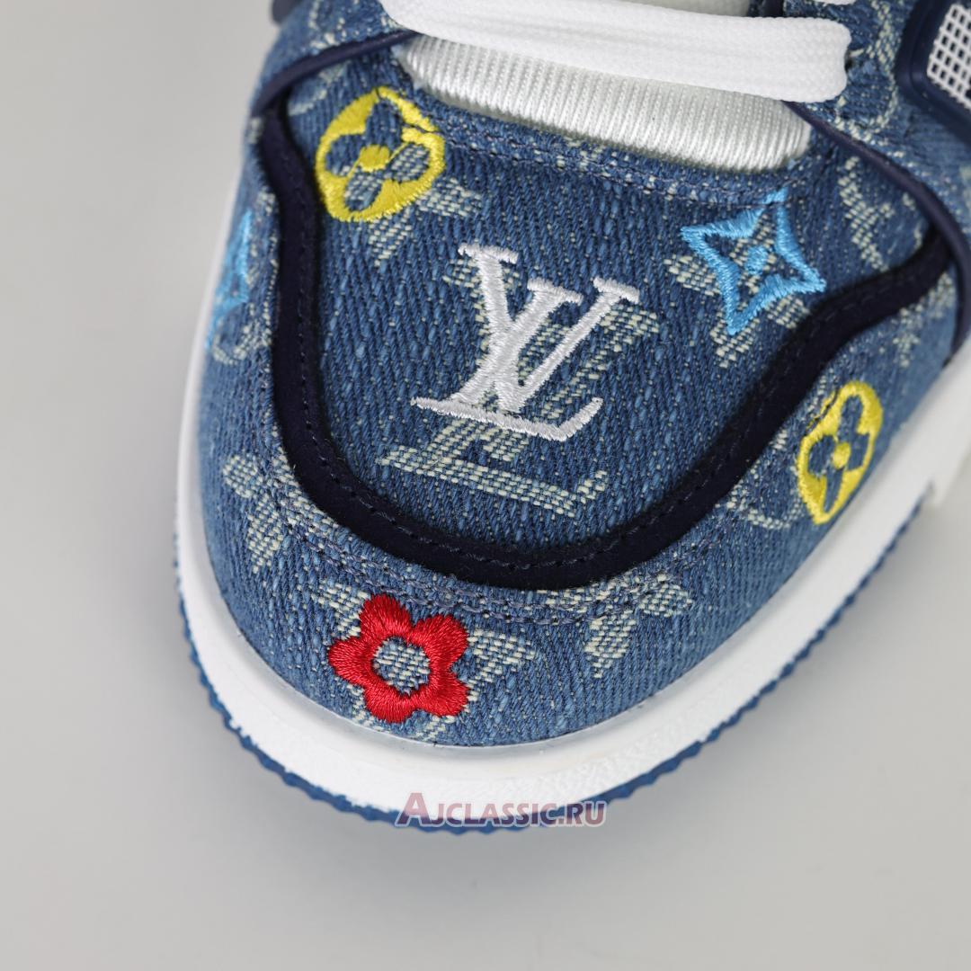 New Louis Vuitton LV Trainer Sneaker "Blue Multicolor Monogram Denim" 1ADHHY-2 Shoes