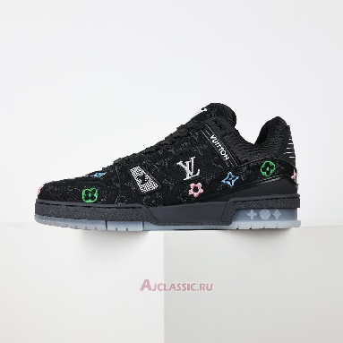 Buy Louis Vuitton LV Trainer Sneaker Black Multicolor Monogram Denim Black 1ADHHY-3 Quality Reps Replicas Shoes