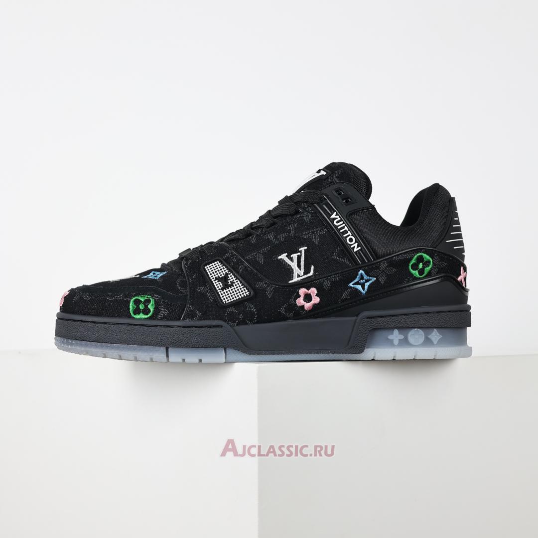 New Louis Vuitton LV Trainer Sneaker "Black Multicolor Monogram Denim" 1ADHHY-3 Shoes