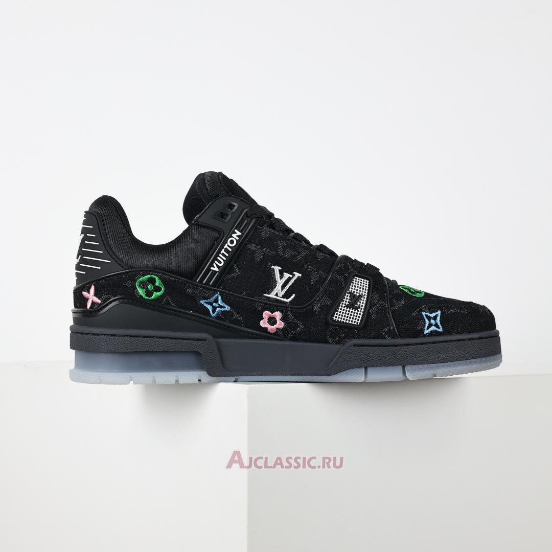 New Louis Vuitton LV Trainer Sneaker "Black Multicolor Monogram Denim" 1ADHHY-3 Shoes
