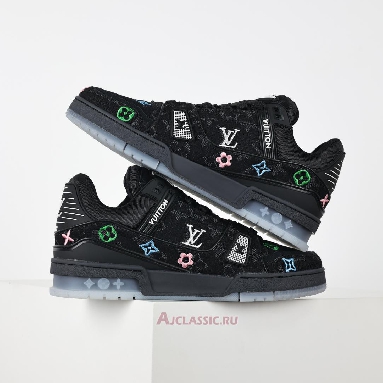 Buy Louis Vuitton LV Trainer Sneaker Black Multicolor Monogram Denim Black 1ADHHY-3 Quality Reps Replicas Shoes