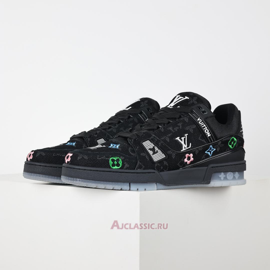 New Louis Vuitton LV Trainer Sneaker "Black Multicolor Monogram Denim" 1ADHHY-3 Shoes