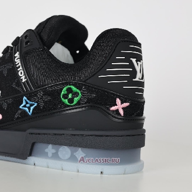 Buy Louis Vuitton LV Trainer Sneaker Black Multicolor Monogram Denim Black 1ADHHY-3 Quality Reps Replicas Shoes