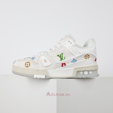 Buy Louis Vuitton LV Trainer Sneaker White Multicolor Monogram Denim White 1ADHHY-4 Quality Reps Replicas Shoes