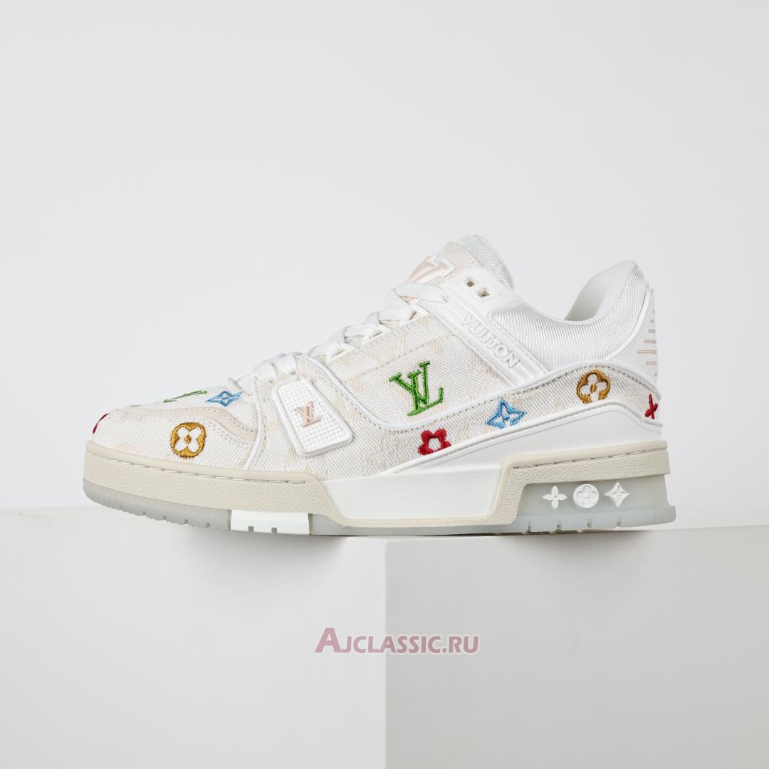 New Louis Vuitton LV Trainer Sneaker "White Multicolor Monogram Denim" 1ADHHY-4 Shoes