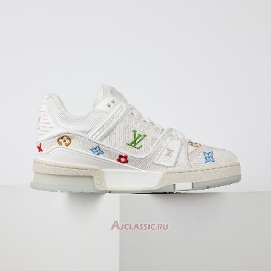 Buy Louis Vuitton LV Trainer Sneaker White Multicolor Monogram Denim White 1ADHHY-4 Quality Reps Replicas Shoes