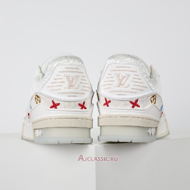 Buy Louis Vuitton LV Trainer Sneaker White Multicolor Monogram Denim White 1ADHHY-4 Quality Reps Replicas Shoes