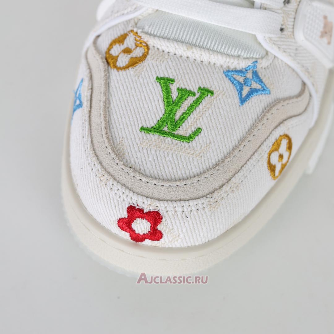 New Louis Vuitton LV Trainer Sneaker "White Multicolor Monogram Denim" 1ADHHY-4 Shoes