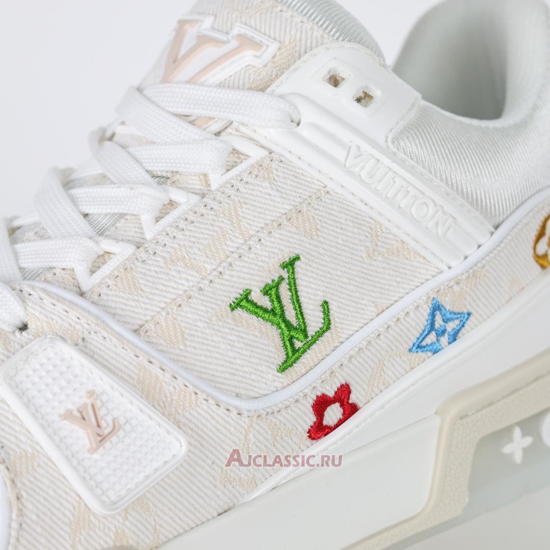 New Louis Vuitton LV Trainer Sneaker "White Multicolor Monogram Denim" 1ADHHY-4 Shoes
