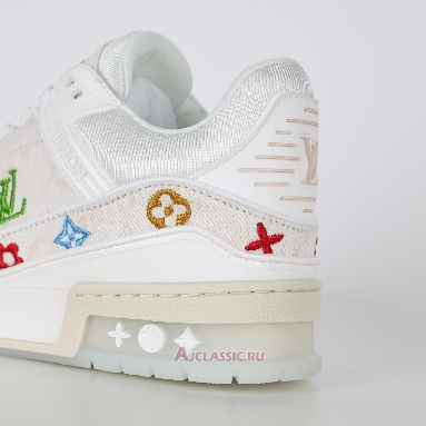 Buy Louis Vuitton LV Trainer Sneaker White Multicolor Monogram Denim White 1ADHHY-4 Quality Reps Replicas Shoes