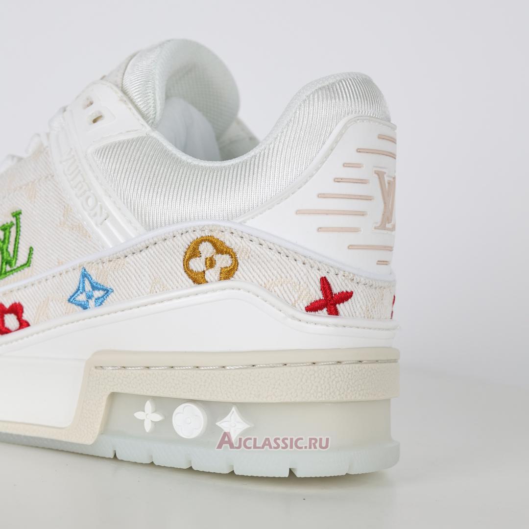 New Louis Vuitton LV Trainer Sneaker "White Multicolor Monogram Denim" 1ADHHY-4 Shoes