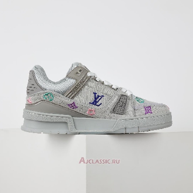 Buy Louis Vuitton LV Trainer Sneaker Grey Multicolor Monogram Denim Grey 1ADHHY-5 Quality Reps Replicas Shoes