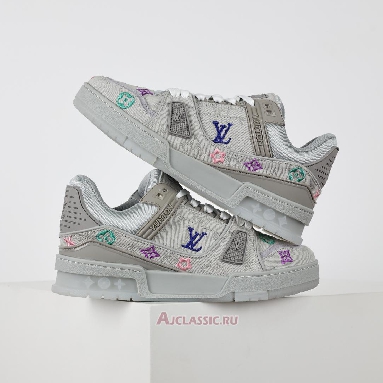 Buy Louis Vuitton LV Trainer Sneaker Grey Multicolor Monogram Denim Grey 1ADHHY-5 Quality Reps Replicas Shoes