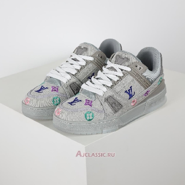 Buy Louis Vuitton LV Trainer Sneaker Grey Multicolor Monogram Denim Grey 1ADHHY-5 Quality Reps Replicas Shoes