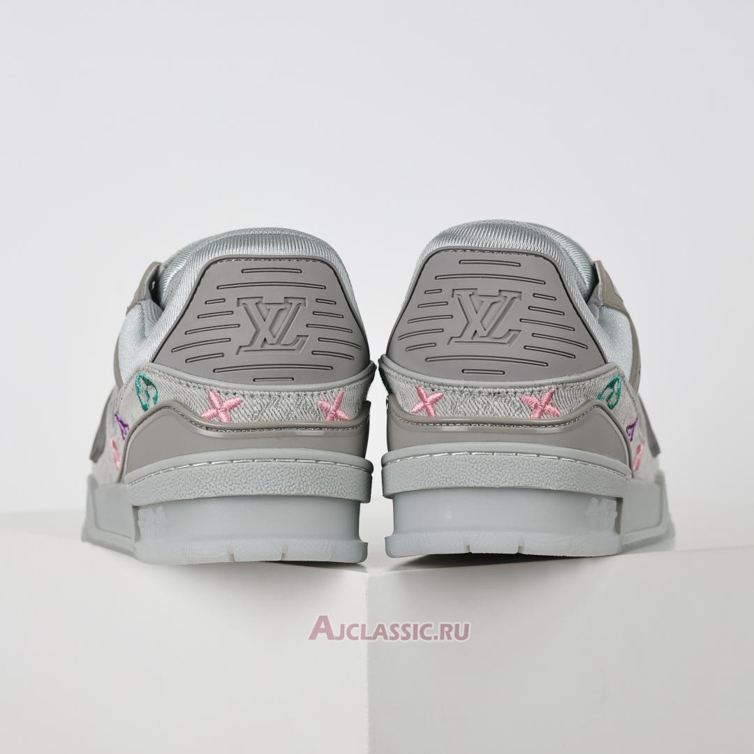 New Louis Vuitton LV Trainer Sneaker "Grey Multicolor Monogram Denim" 1ADHHY-5 Shoes