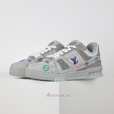Buy Louis Vuitton LV Trainer Sneaker Grey Multicolor Monogram Denim Grey 1ADHHY-5 Quality Reps Replicas Shoes
