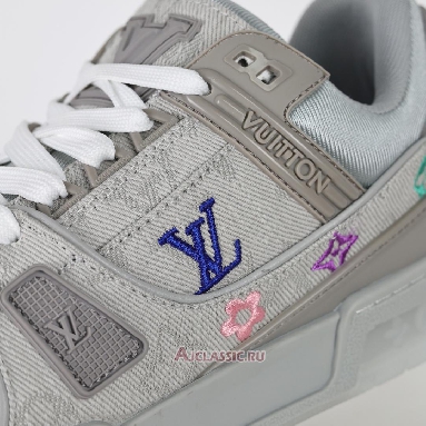 Buy Louis Vuitton LV Trainer Sneaker Grey Multicolor Monogram Denim Grey 1ADHHY-5 Quality Reps Replicas Shoes