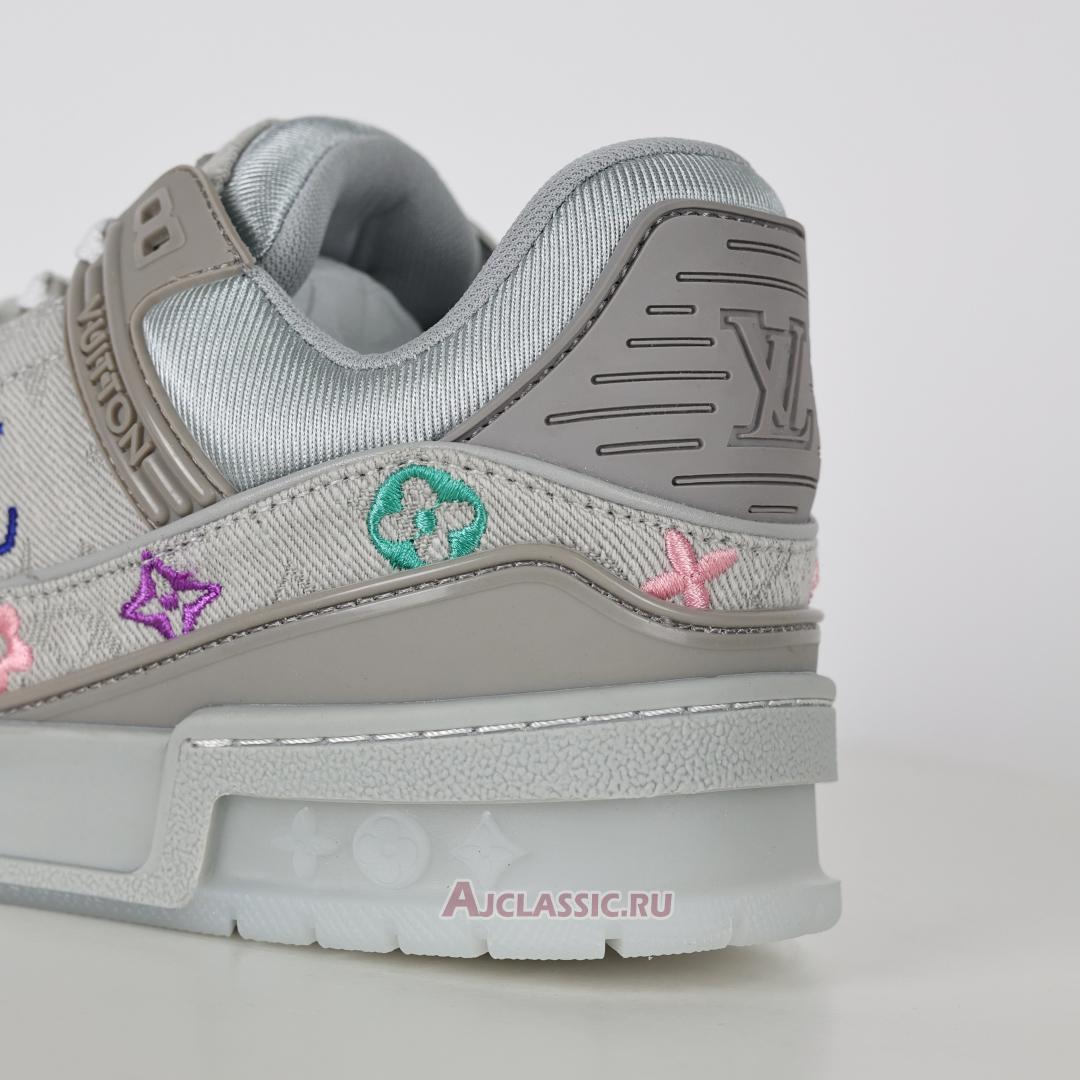 New Louis Vuitton LV Trainer Sneaker "Grey Multicolor Monogram Denim" 1ADHHY-5 Shoes