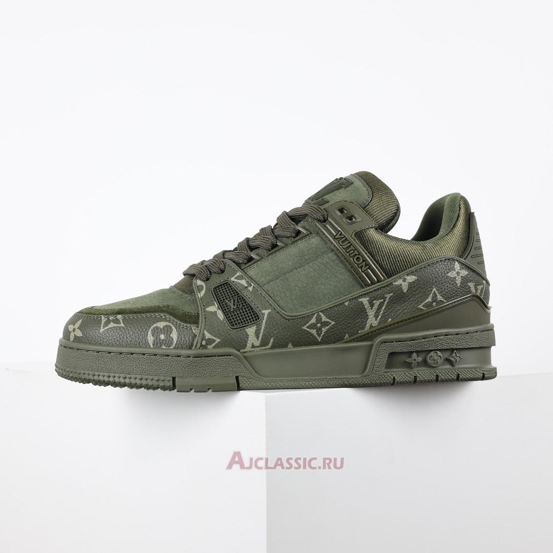 New Louis Vuitton LV Trainer Sneaker "Khaki Green Monogram" 1AHA19 Shoes