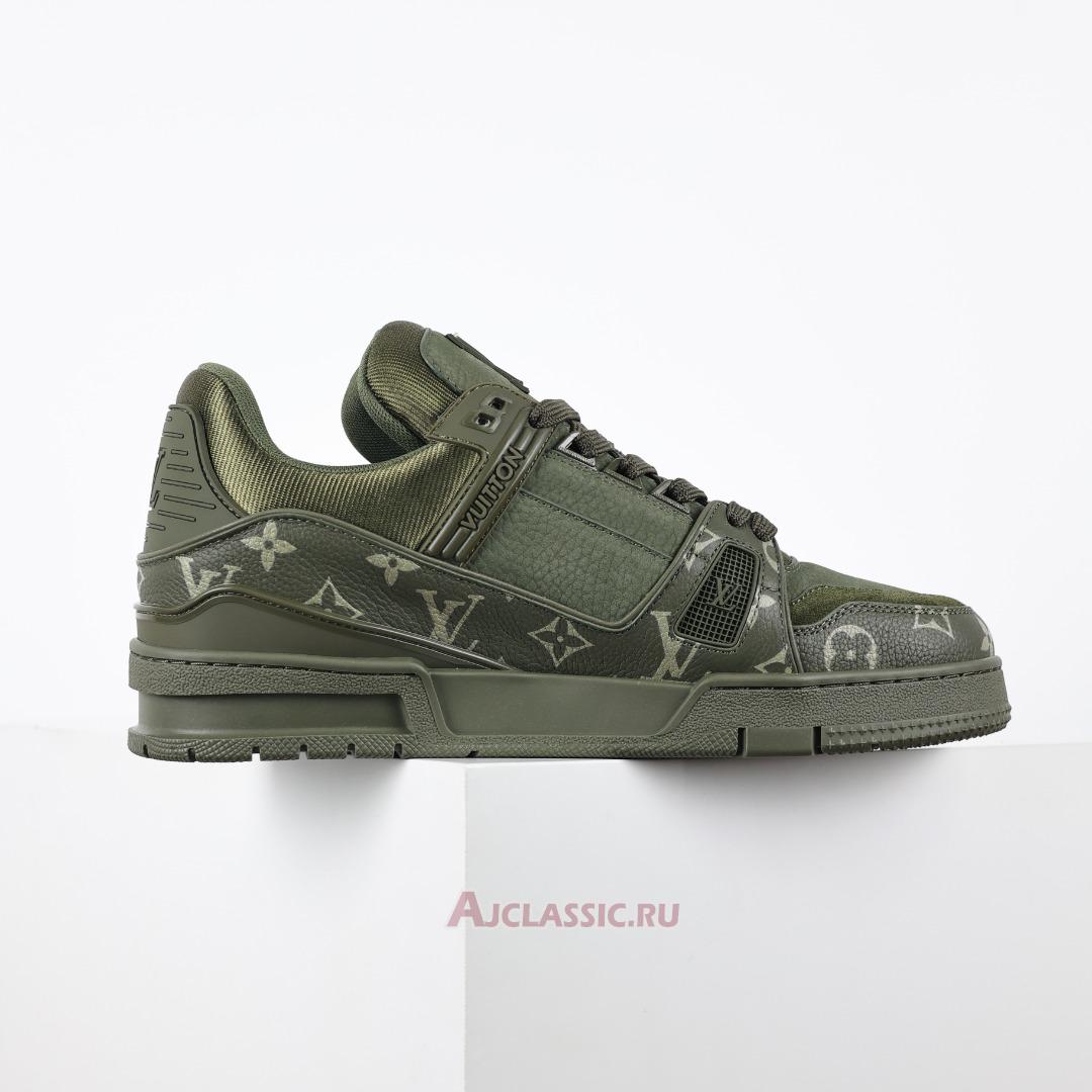 New Louis Vuitton LV Trainer Sneaker "Khaki Green Monogram" 1AHA19 Shoes