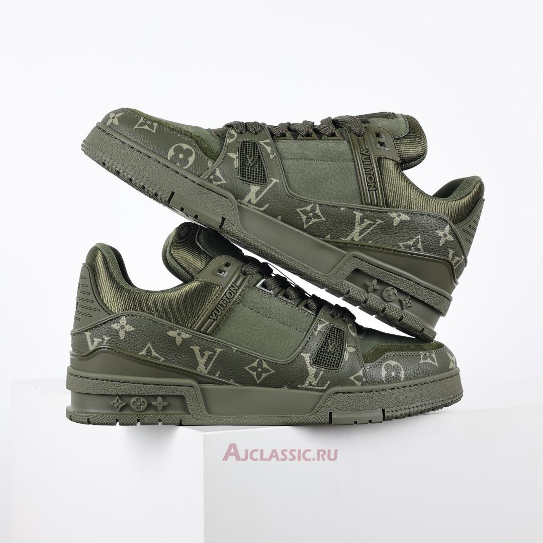 New Louis Vuitton LV Trainer Sneaker "Khaki Green Monogram" 1AHA19 Shoes