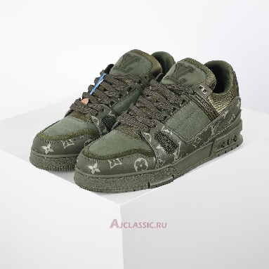 Buy Louis Vuitton LV Trainer Sneaker Khaki Green Monogram Green 1AHA19 Quality Reps Replicas Shoes
