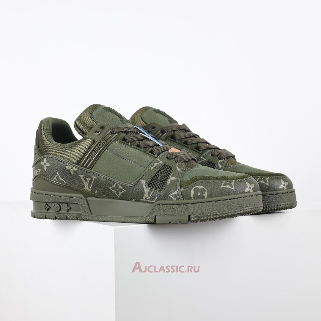 New Louis Vuitton LV Trainer Sneaker "Khaki Green Monogram" 1AHA19 Shoes