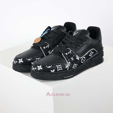 Buy Louis Vuitton LV Trainer Sneaker Black White Monogram Pattern Black 1AHTO6 Quality Reps Replicas Shoes